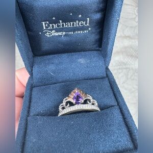 Zales Disney Enchanted Ariel 10k Rose Gold Silver Amethyst Ring